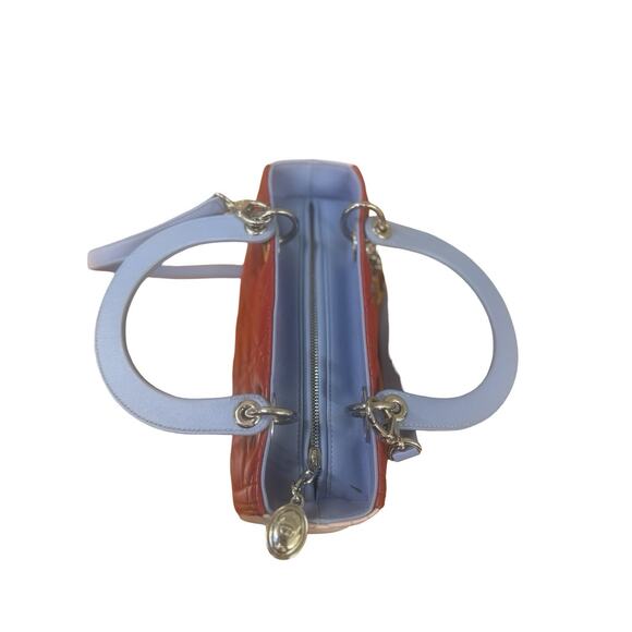 Authentic Dior Mini Lady Dior Tricolour Red / Pink / Blue Lambskin Cannage Bag - Picture 6 of 12